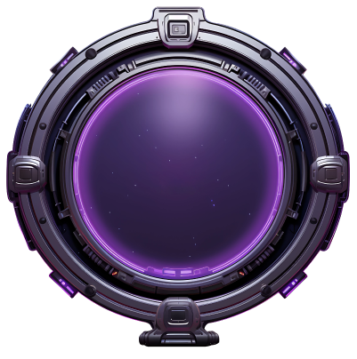 Portal digital creativo de agencia de marketing digital Ilustración futurista de portal violeta representando la innovación digital