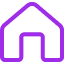 Ícono púrpura de inicio Ícono púrpura con forma de casa usado para volver a la página principal