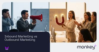 Inbound marketing vs outbound marketing Ilustración comparando inbound y outbound marketing con megáfono y magneto