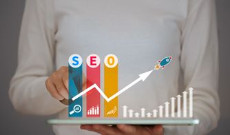 Posicionamiento SEO para negocios en crecimiento Persona interactuando con gráfico de barras de colores con letras SEO