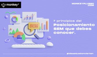7 principios del posicionamiento SEM que debes conocer Laptop con texto SEM y una lupa digital representando el marketing en buscadores