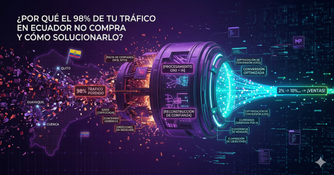 Optimización de Conversión Ventas Ecuador. Gráfico de análisis de embudo de ventas y optimización de conversión (CRO) para el mercado de Ecuador - Monkey Plus.